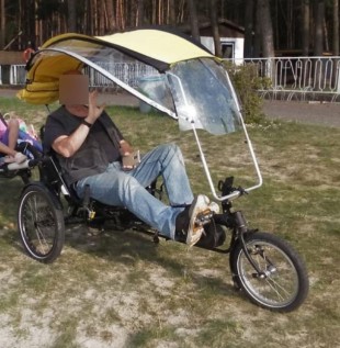 Liegefahrrad Hase Kettwiesel E-Bike inkl. Sonnenschutz-/Regendach